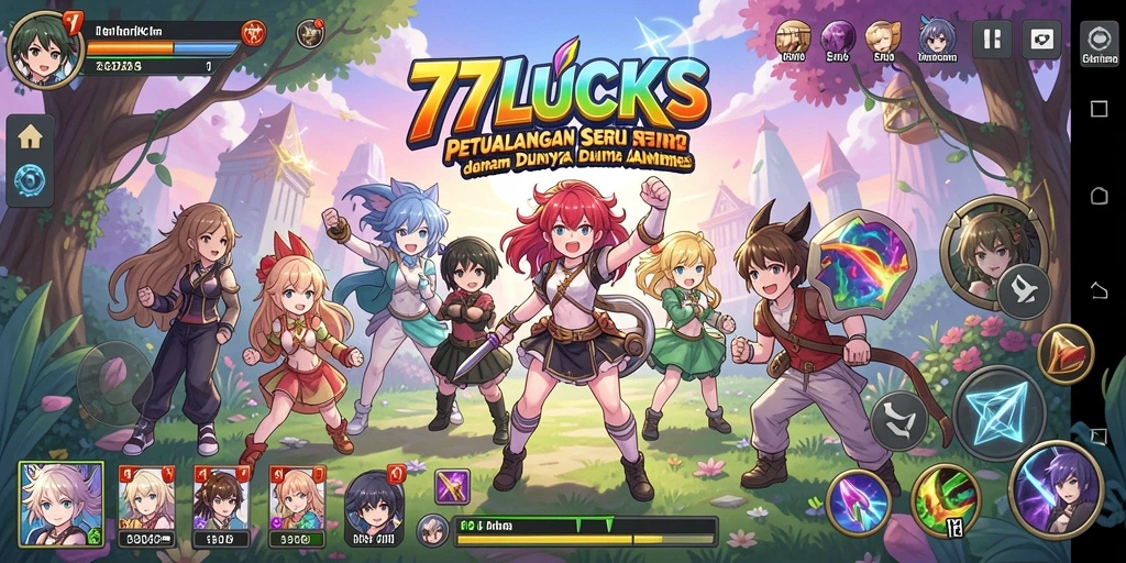 Tampilan menarik dari gameplay 77LUCKS menampilkan karakter Anime dalam aksi.