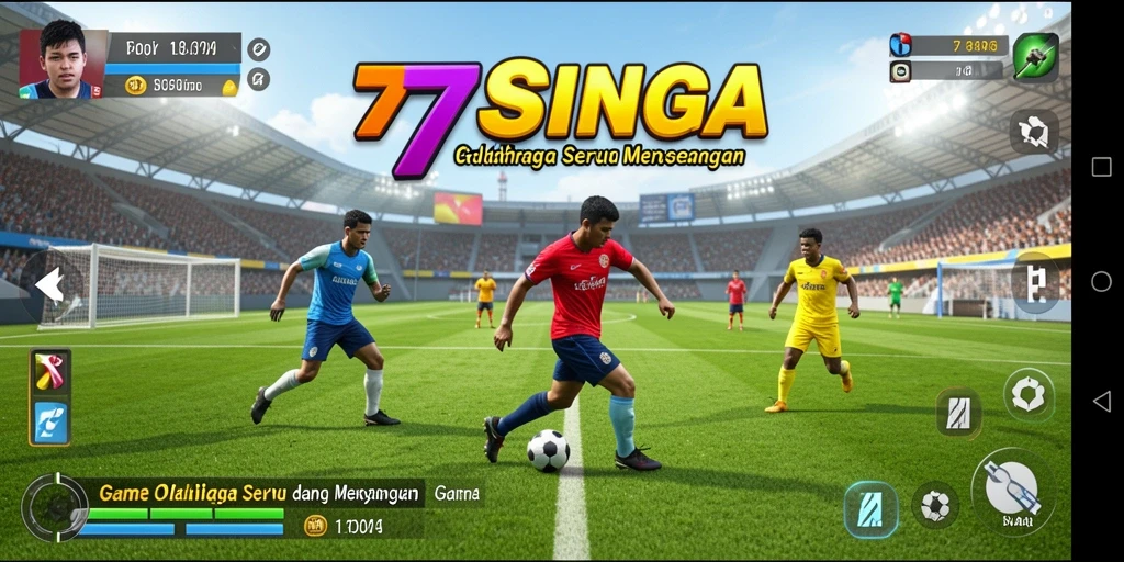 Tampilan gameplay seru dari 77SINGA yang menampilkan aksi olahraga mendebarkan.