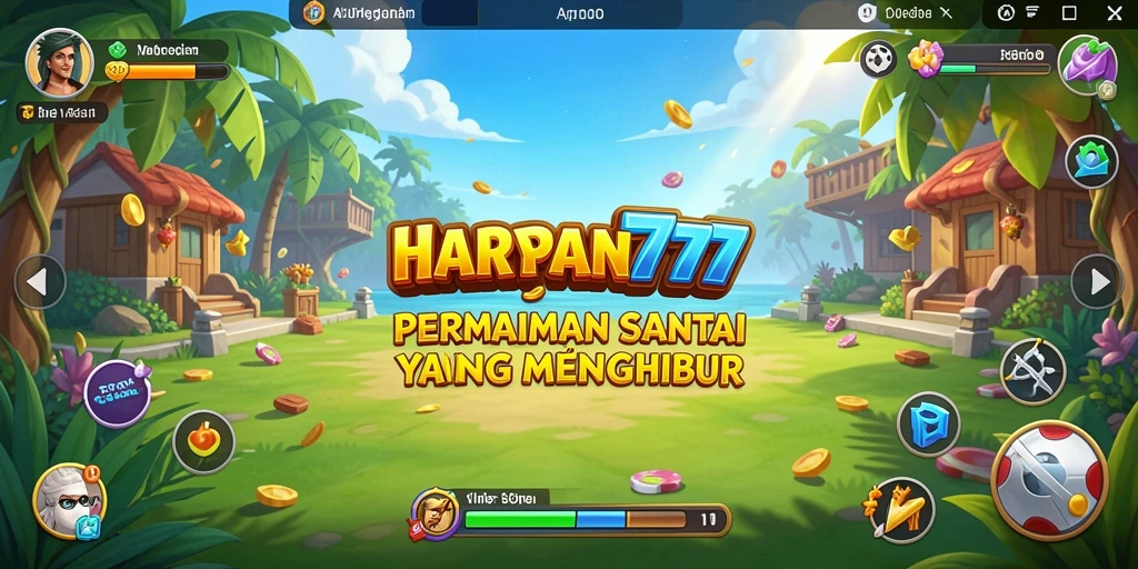 Screenshot utama HARAPAN777 menampilkan gameplay yang seru dan penuh warna.
