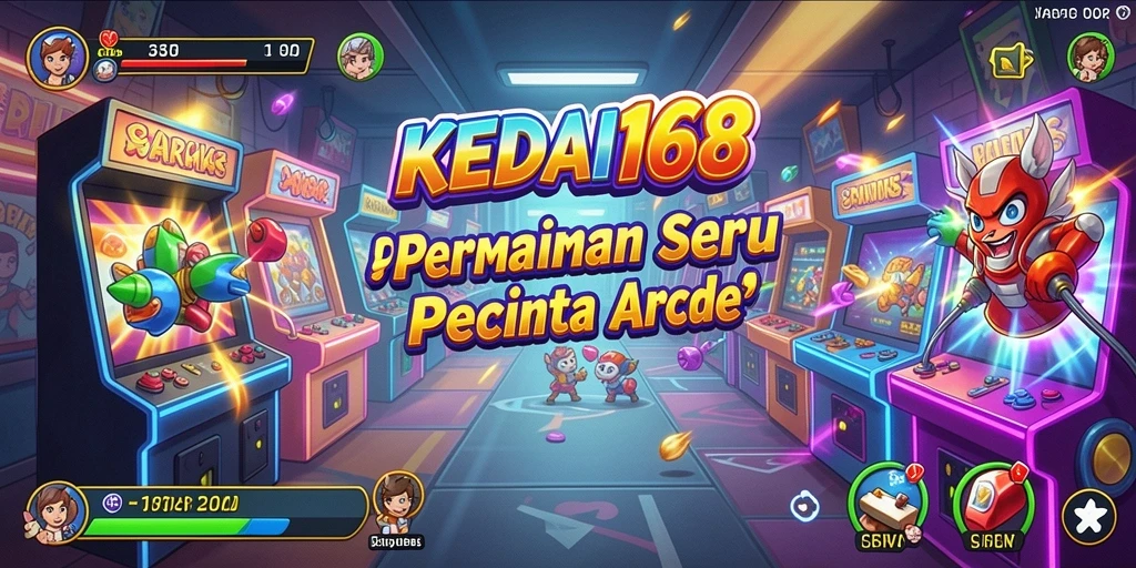 Tangkapan layar utama KEDAI168 menampilkan keseruan gameplay Arcade.