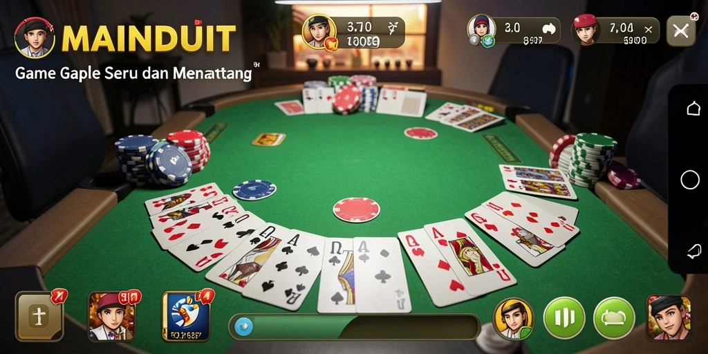 Tampilan gameplay seru dari MAINDUIT, permainan Gaple yang menarik.
