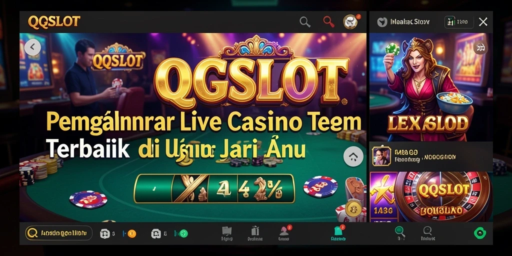 Screenshot gameplay QQSLOT menampilkan dealer langsung yang ramah dan permainan yang mendebarkan.
