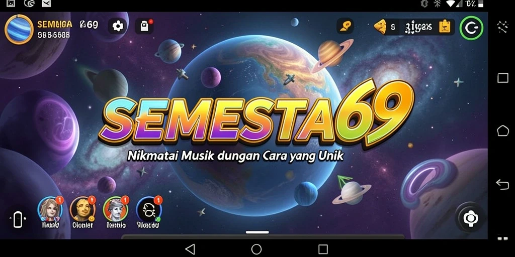 Screenshot gameplay SEMESTA69 menampilkan interaksi pengguna dengan musik.