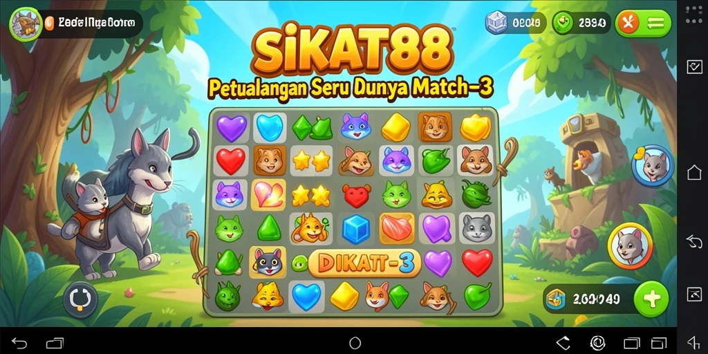Tampilan menarik dari gameplay SIKAT88 dengan puzzle Match-3.