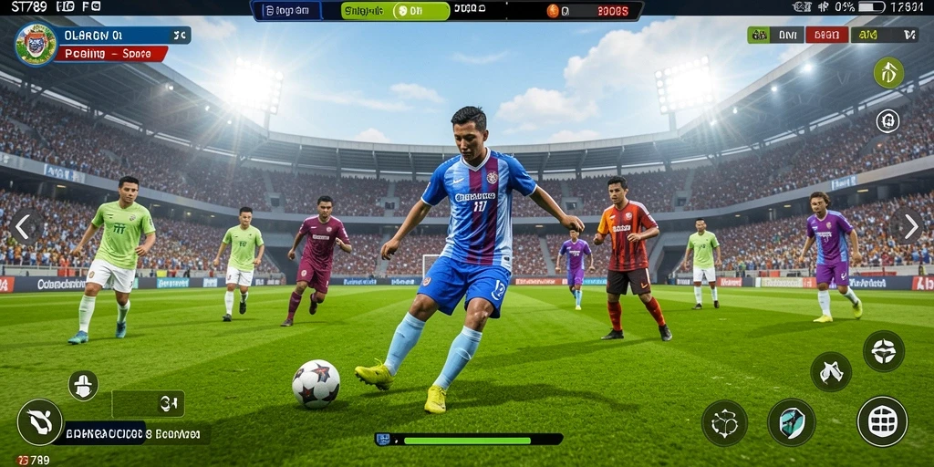 Screenshot utama ST789 menampilkan aksi seru pertandingan olahraga.
